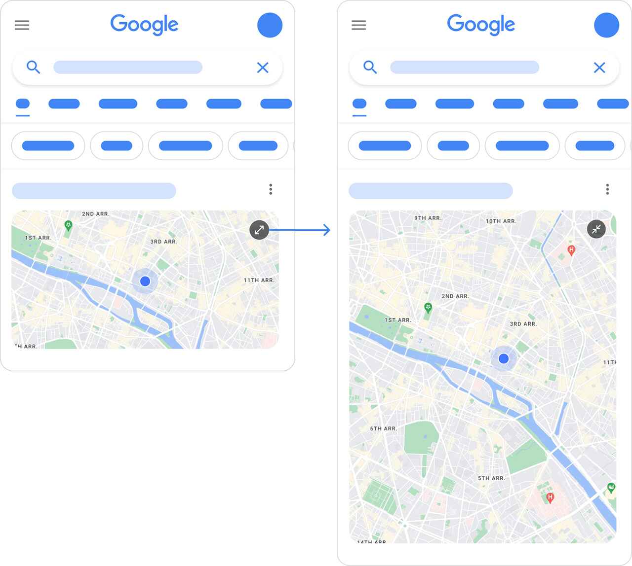 Google has removed the Maps link from the search bar entirely