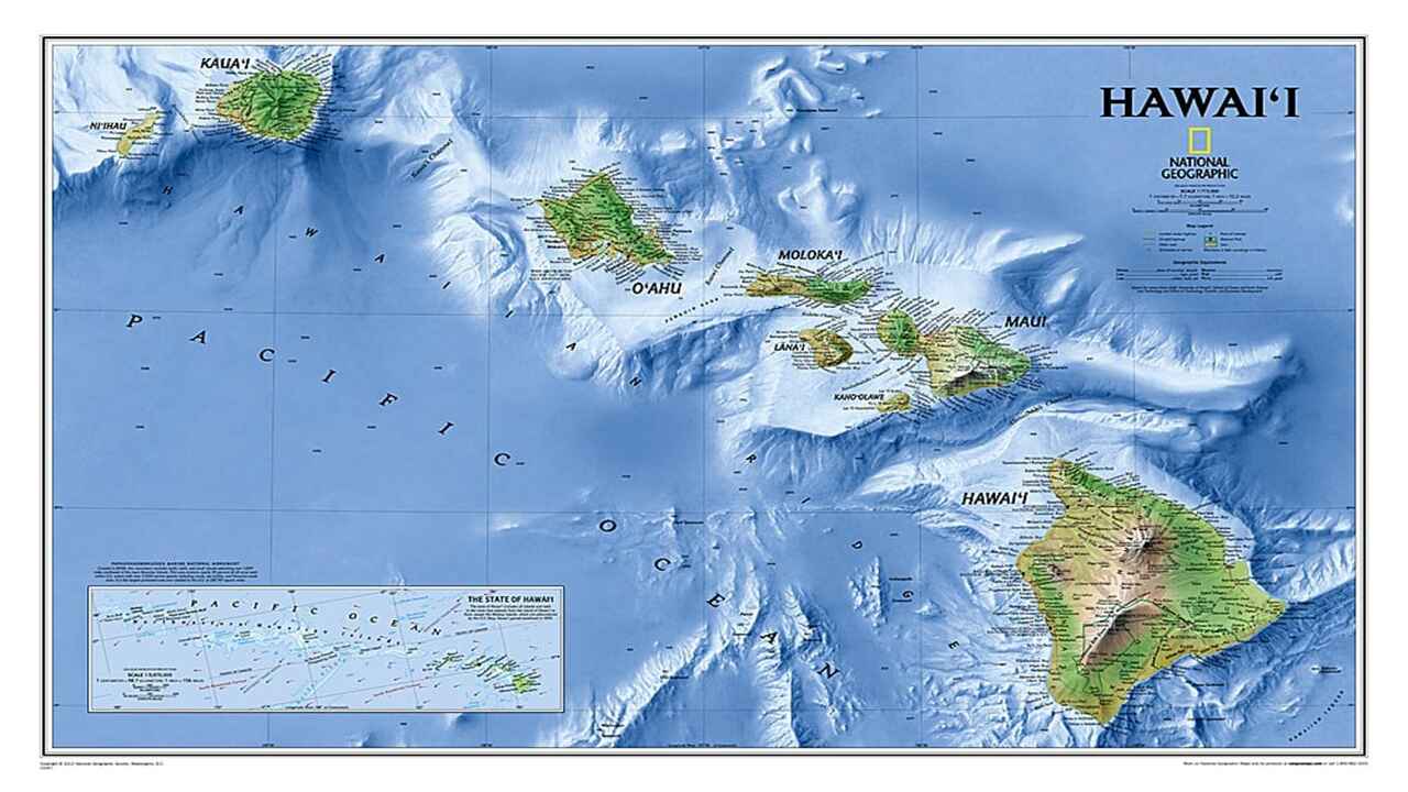 Hawaiian Islands in map